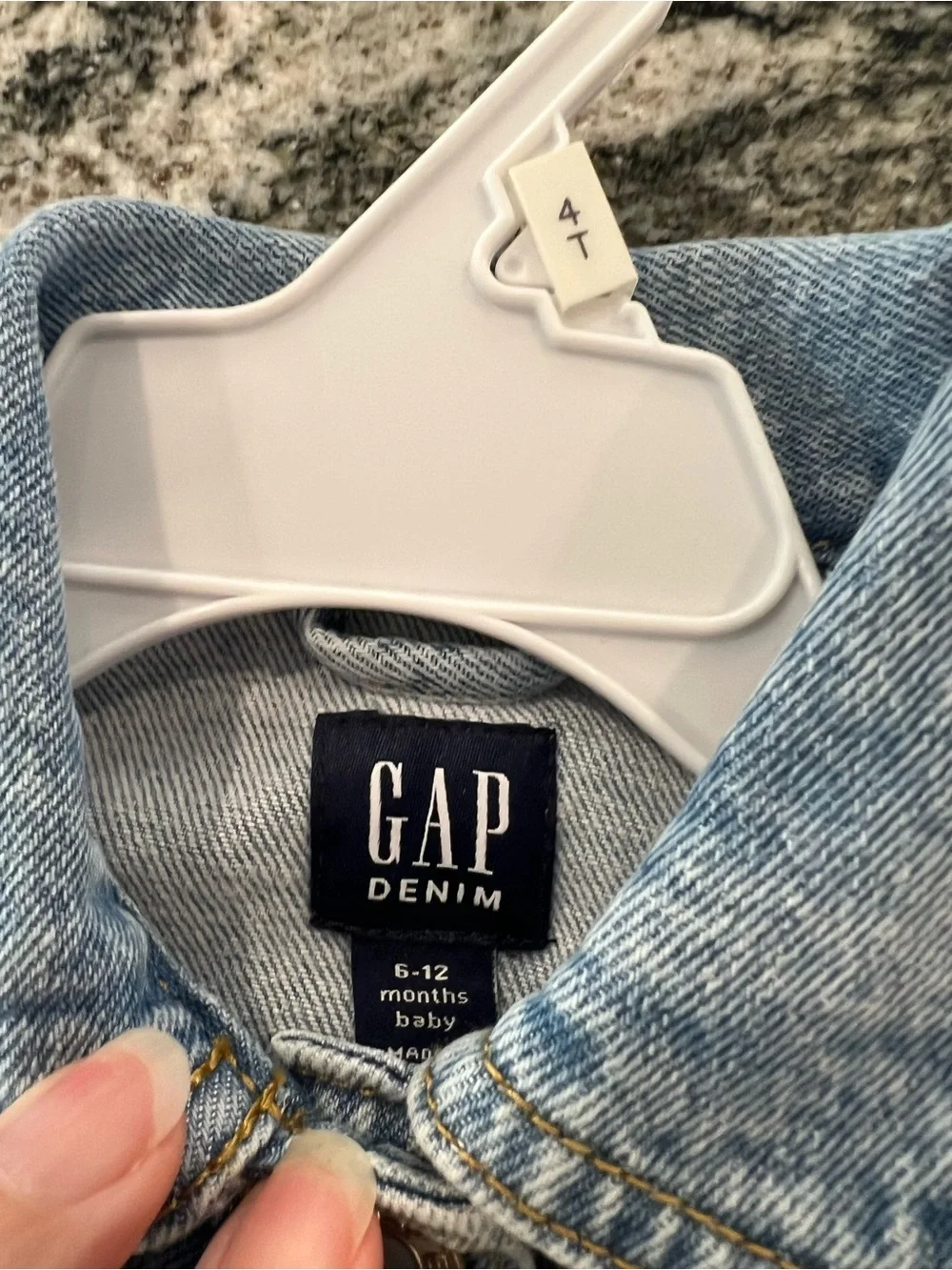GAP Light Blue Infant Denim Jacket with Daisy Pocket Embroidery